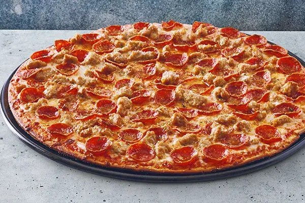Donatos Pizza with Pepperoni and Sausage