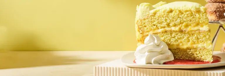 Lemon Cream Layer Cake and Strawberry Purée