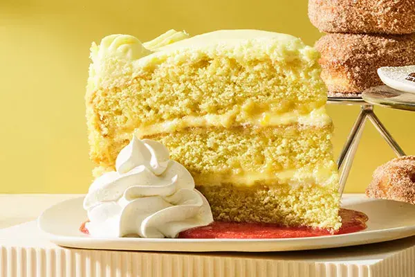 Lemon Cream Layer Cake and Strawberry Purée